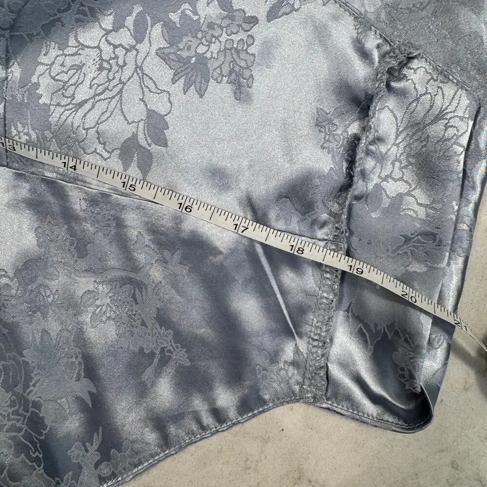 Windsor Satin Jacquard Halter Top Gray Silver Women's Large Tie Y2K Party Baddie - Picture 16 of 16